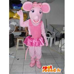 Mascote porco cor de rosa com tutu dança como acessório - MASFR00802 - mascotes porco