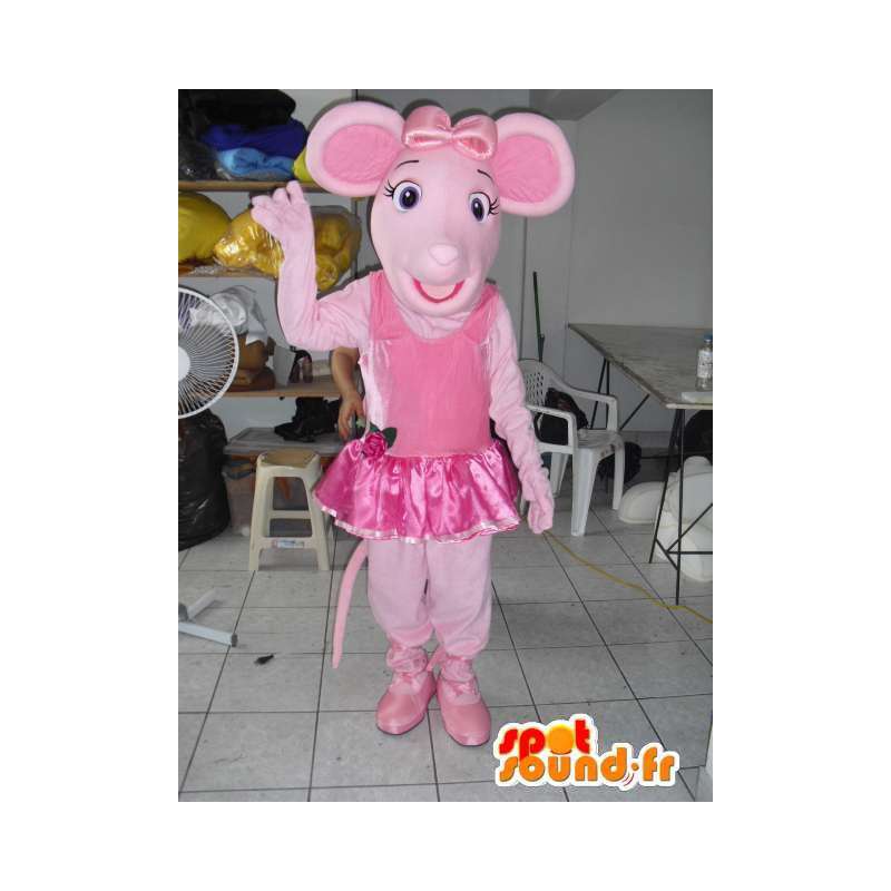 Mascote porco cor de rosa com tutu dança como acessório - MASFR00802 - mascotes porco