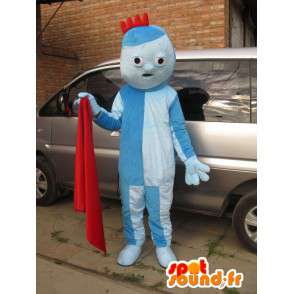 Costume bleu de mascotte de troll avec petite crête rouge - MASFR00707 - Mascottes 1 rue sesame Elmo