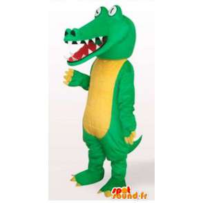 Mascotte de reptile style crocodile jaune et vert avec yeux blancs - MASFR00822 - Mascotte de crocodiles