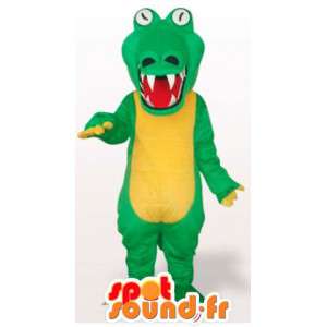 Mascotte de reptile style crocodile jaune et vert avec yeux blancs - MASFR00822 - Mascotte de crocodiles