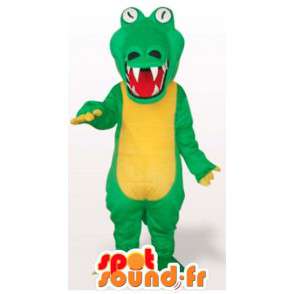 Gad styl maskotka żółty i zielony aligator z białymi oczami - MASFR00822 - krokodyle Mascot