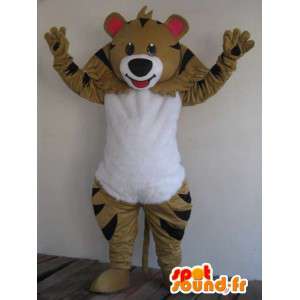 Mascotte bruin wasbeer en zwarte strepen - Fast shipping - MASFR00823 - Mascottes van pups