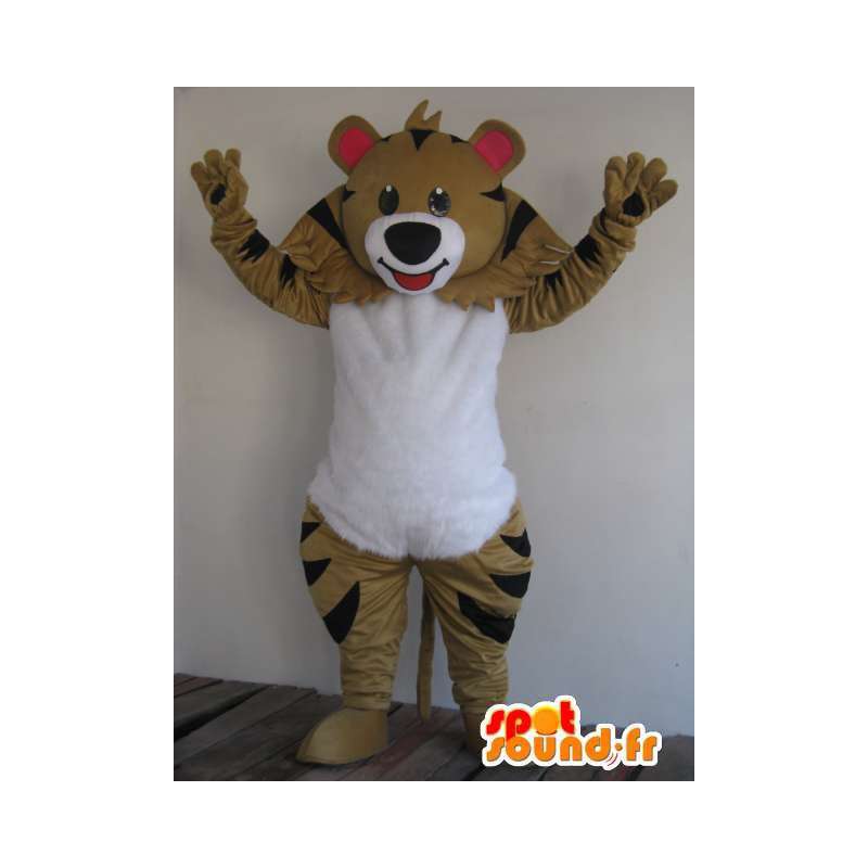 Mascotte bruin wasbeer en zwarte strepen - Fast shipping - MASFR00823 - Mascottes van pups