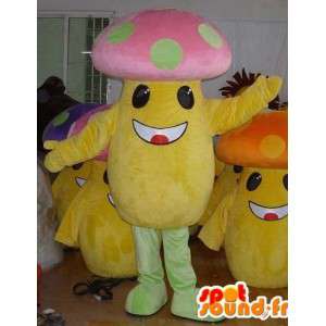 Multicolored mushroom head mascot - Customizable - MASFR00824 - Mascot of vegetables