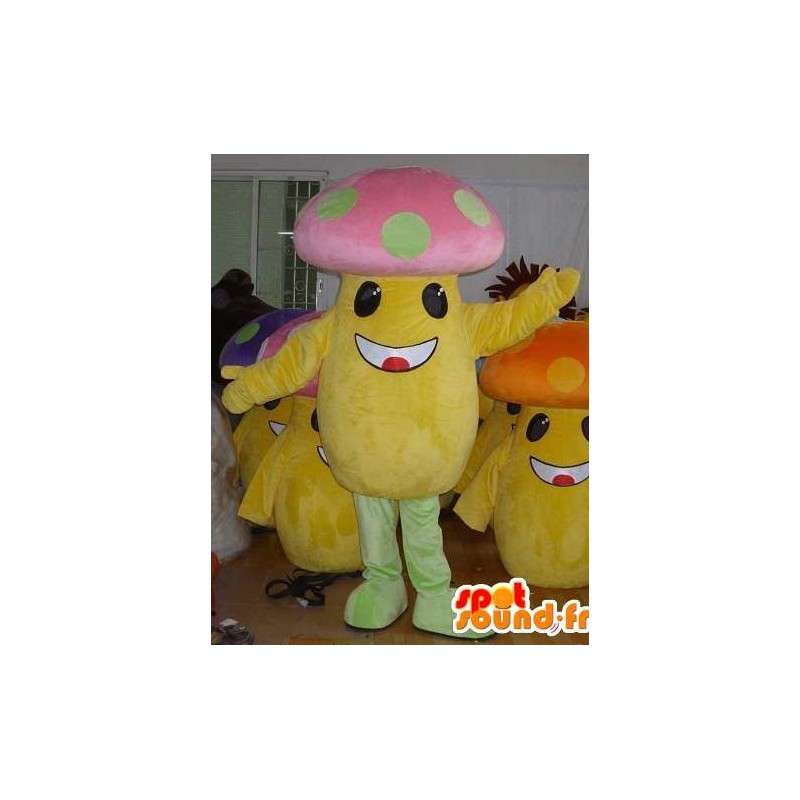 Multicolored mushroom head mascot - Customizable - MASFR00824 - Mascot of vegetables