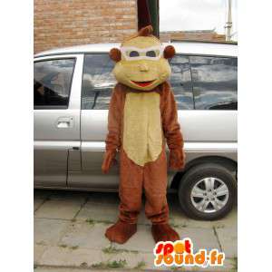 Brun abe maskot fra rummet med sine briller - Spotsound maskot