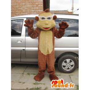 Hnědá opice maskot prostoru s brýlemi - MASFR00826 - Monkey Maskoti