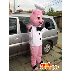 Pink gris maskot kok stil - Kokke - Spotsound maskot