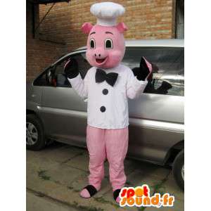 Pink gris maskot kok stil - Kokke - Spotsound maskot