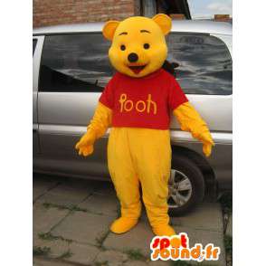 Winnie the Pooh mascotte giallo e rosso - Inglese o francese - MASFR00828 - Mascotte Winnie i Pooh