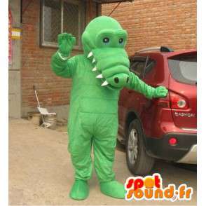 Mascotte d’alligator vert clair avec grandes dents – Costume - MASFR00829 - Mascottes Crocodile