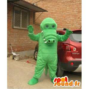 Mascotte d’alligator vert clair avec grandes dents – Costume - MASFR00829 - Mascottes Crocodile