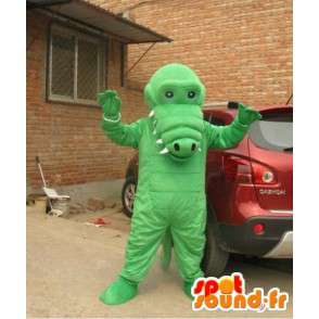 Mascot - Bright green alligator with big teeth - Costume - MASFR00829 - Mascots Crocodile