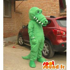 Mascotte d’alligator vert clair avec grandes dents – Costume - MASFR00829 - Mascottes Crocodile