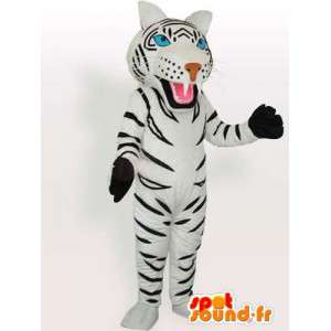 Tigre listrado Mascot com luvas brancas e pretas acessórios - MASFR00574 - Tiger Mascotes