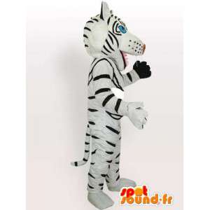 Tigre listrado Mascot com luvas brancas e pretas acessórios - MASFR00574 - Tiger Mascotes