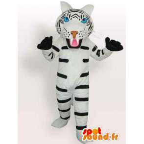 Mascotte van de tijger met witte en zwarte handschoenen accessoires - MASFR00574 - Tiger Mascottes