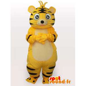 Mascot amarillo y negro a rayas del gato - Traje gato de felpa - MASFR00554 - Mascotas gato