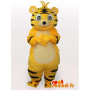 Mascotte de chat rayé jaune et noir - Costume peluche de chat - MASFR00554 - Mascottes de chat