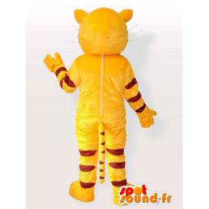 Mascot amarillo y negro a rayas del gato con ojos azules - MASFR00845 - Mascotas gato