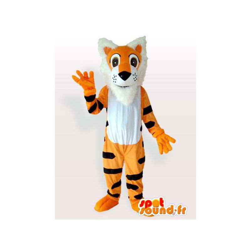 Orange tiger maskot stribet sort tigger stil - Spotsound maskot