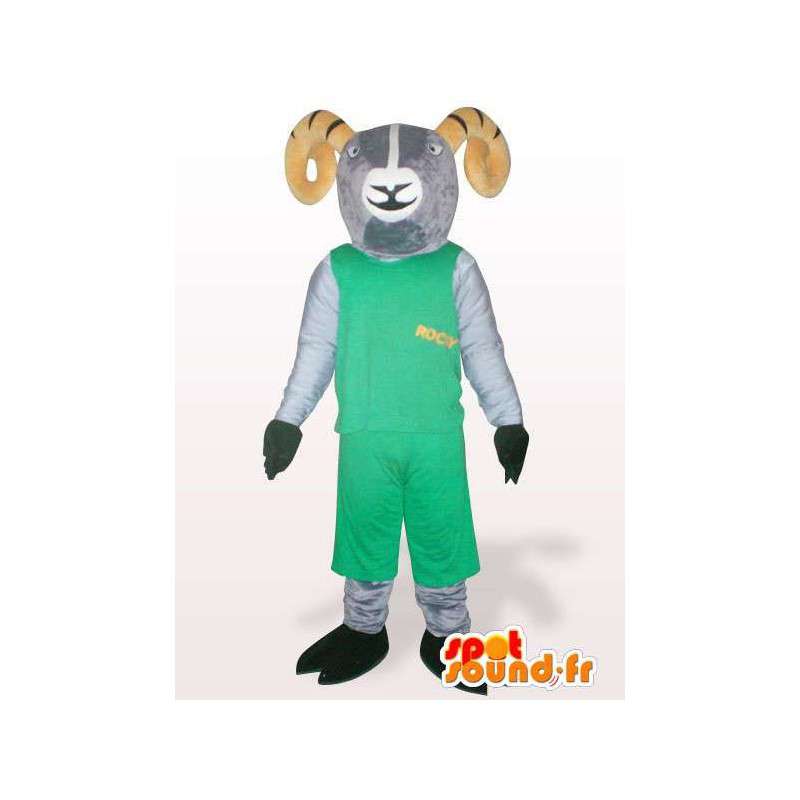 Geit mascotte groene rotsachtige bergen - Verschillende maten - MASFR00851 - Mascottes en geiten Geiten