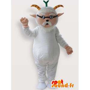 Mascote da cabra velha com janela cega branco - MASFR00855 - Mascotes e Cabras Goats