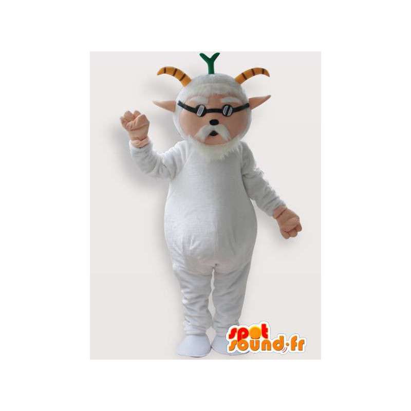 Mascote da cabra velha com janela cega branco - MASFR00855 - Mascotes e Cabras Goats