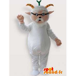 Mascote da cabra velha com janela cega branco - MASFR00855 - Mascotes e Cabras Goats