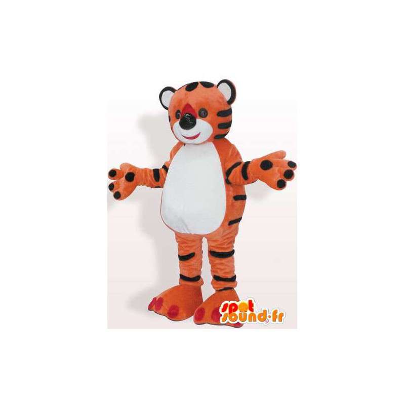 Mascotte de tigre rouge orangé en peluche - MASFR00856 - Mascottes Tigre