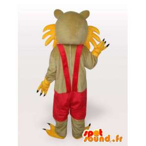 Mascot bretelle gatto giallo e rosso - Jumpsuit Costume - MASFR00250 - Mascotte gatto