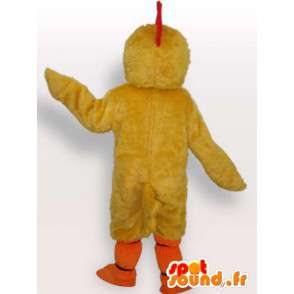 Geel haan mascotte met rode kuif en oranje te steunen - MASFR00695 - Mascot Hens - Hanen - Kippen