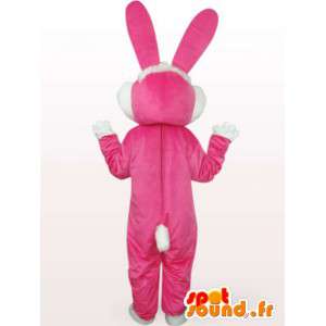 Conejito de la mascota de color rosa y blanco - Simples orejas grandes de disfraces - MASFR00761 - Mascota de conejo