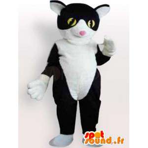 Schwarzer Anzug und weißem Plüsch-Katze mit Einzel Zubehör - MASFR00863 - Katze-Maskottchen