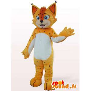 Geel en oranje luipaard mascotte - Disguise met een piek - MASFR00868 - Tiger Mascottes