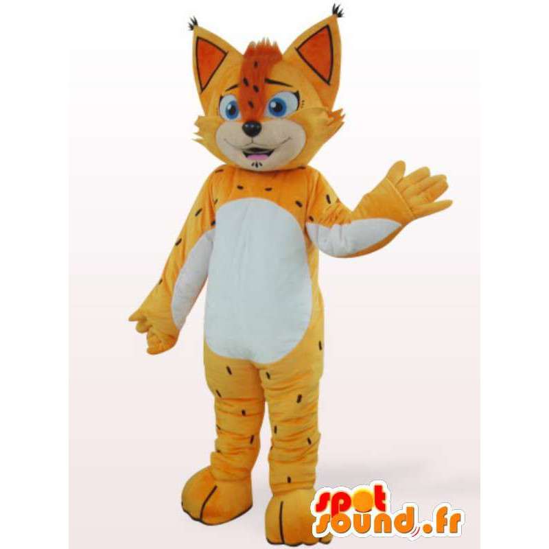 Geel en oranje luipaard mascotte - Disguise met een piek - MASFR00868 - Tiger Mascottes
