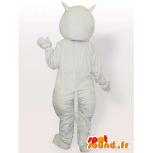 Witte kat mascotte en rood - pluche witte kat kostuum - MASFR00869 - Cat Mascottes