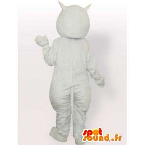 Blanco y rojo de la mascota del gato - Traje de felpa gato blanco - MASFR00869 - Mascotas gato