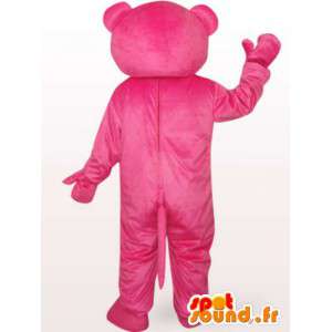 Mascot orso di peluche rosa con papillon nero tuxedo - MASFR00704 - Mascotte orso