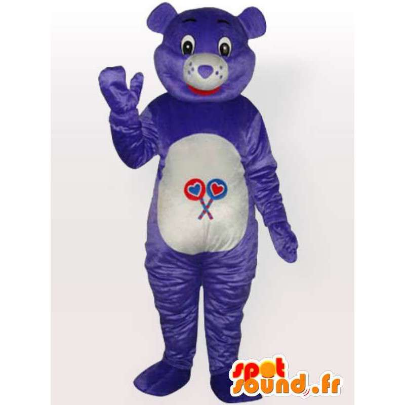 シンプルな紫のクマのマスコット-カスタマイズ可能-大人のコスチューム-MASFR00667-クマのマスコット