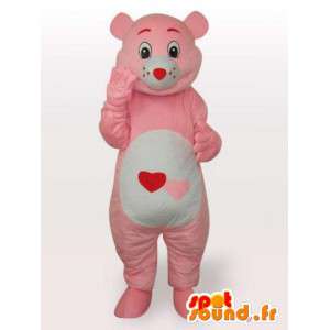 Mascot rosa corazón de la felpa del oso y el estilo lindo para las noches - MASFR00688 - Oso mascota