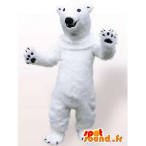 Mascot urso polar branco com garras preto, enquanto pelúcia - MASFR00700 - mascote do urso