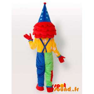Leprechaun Clown maskot - Mångfärgad kostym med tillbehör -