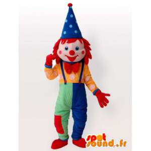 Leprechaun Clown maskot - Mångfärgad kostym med tillbehör -