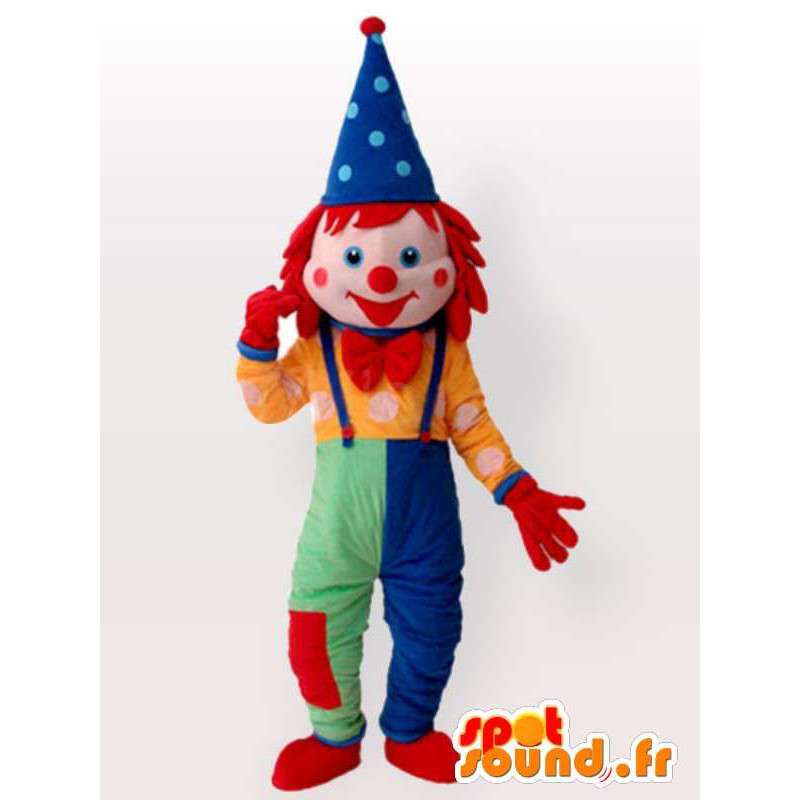 Leprechaun Clown maskot - Mångfärgad kostym med tillbehör -