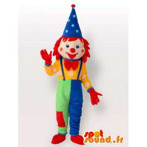 Leprechaun Clown maskot - Mångfärgad kostym med tillbehör -