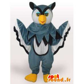 Gray owl mascot majestic and colorful - Plush Grey and yellow - MASFR00330 - Mascot of birds