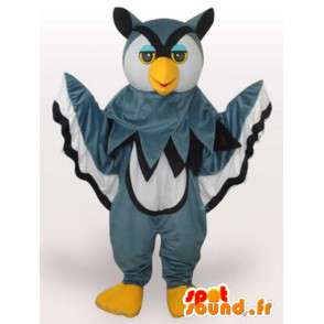 Mascot majestoso e colorido coruja cinzenta - Plush cinza e amarelo - MASFR00330 - aves mascote