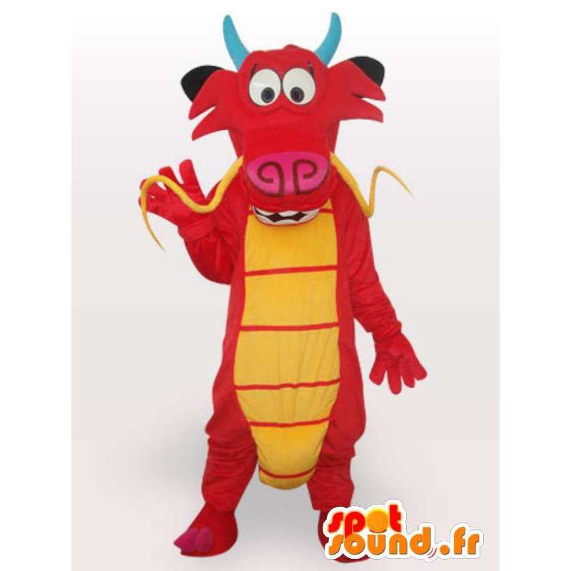 アジアの赤いドラゴンのマスコット-中国のドラゴンの衣装-MASFR00556-ドラゴンのマスコット
